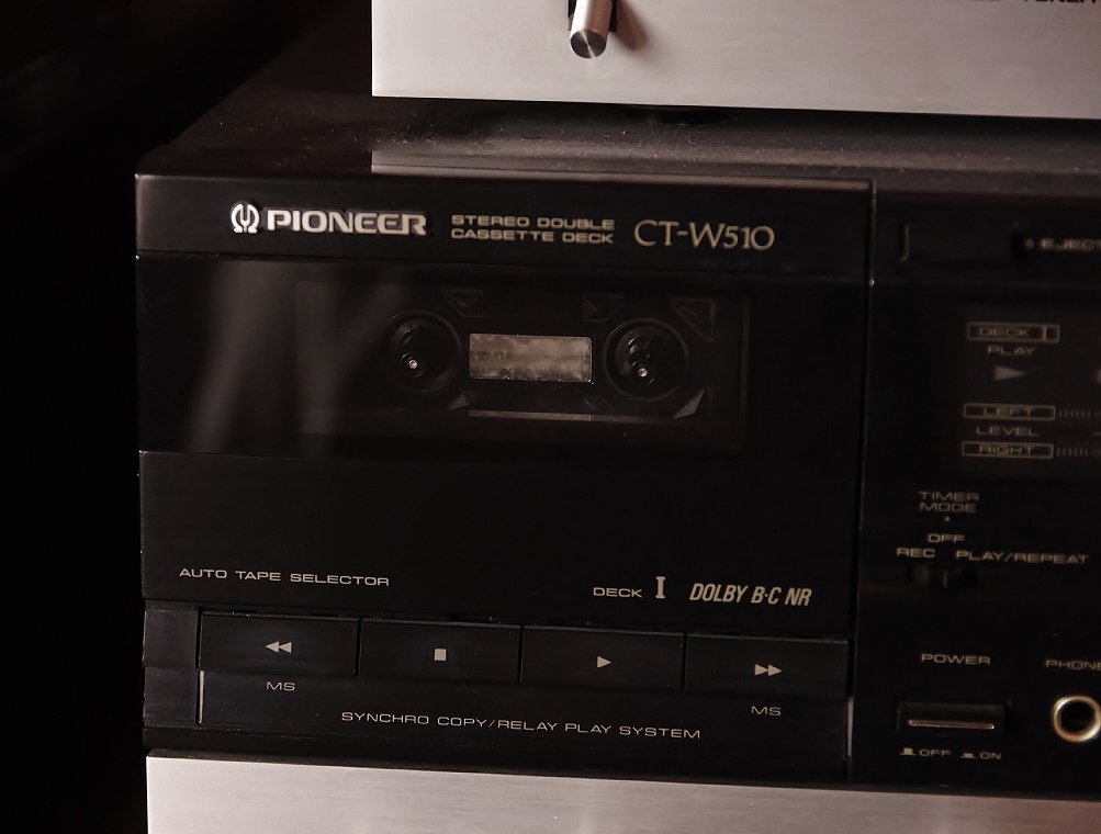 Pioneer Tuner and Cassette Deck with Cassettes and Storage