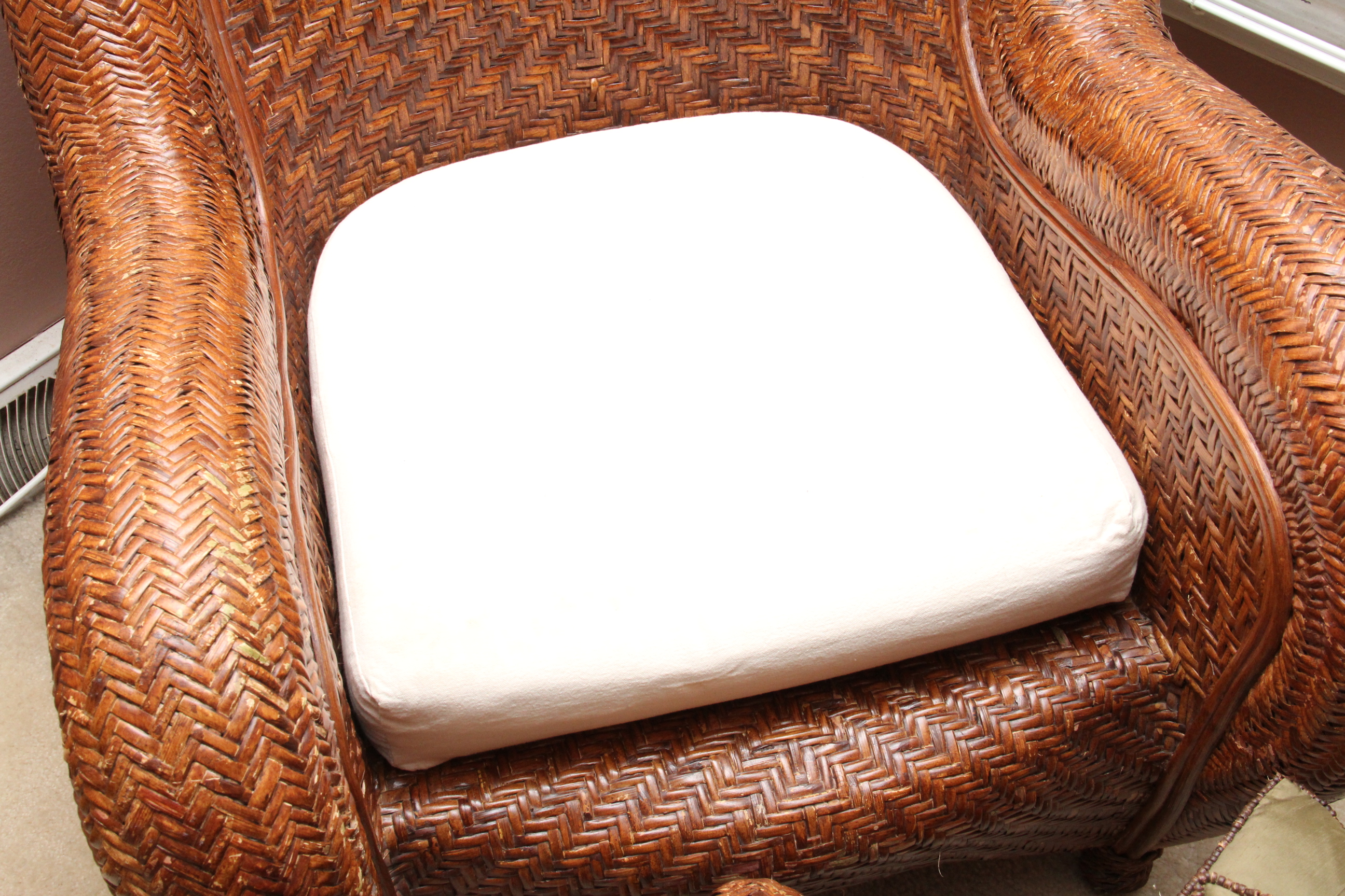 Pottery Barn Rattan "Malabar" Chair and Ottoman