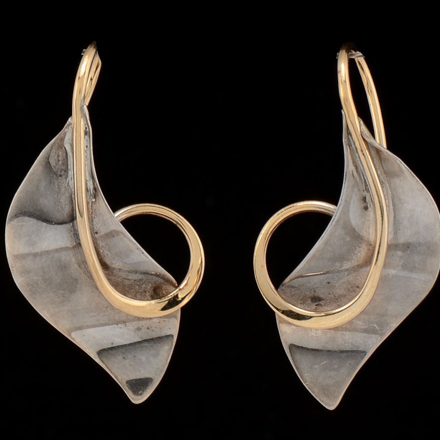 Ed Levin Sterling and 14K Gold Kraneia Earrings