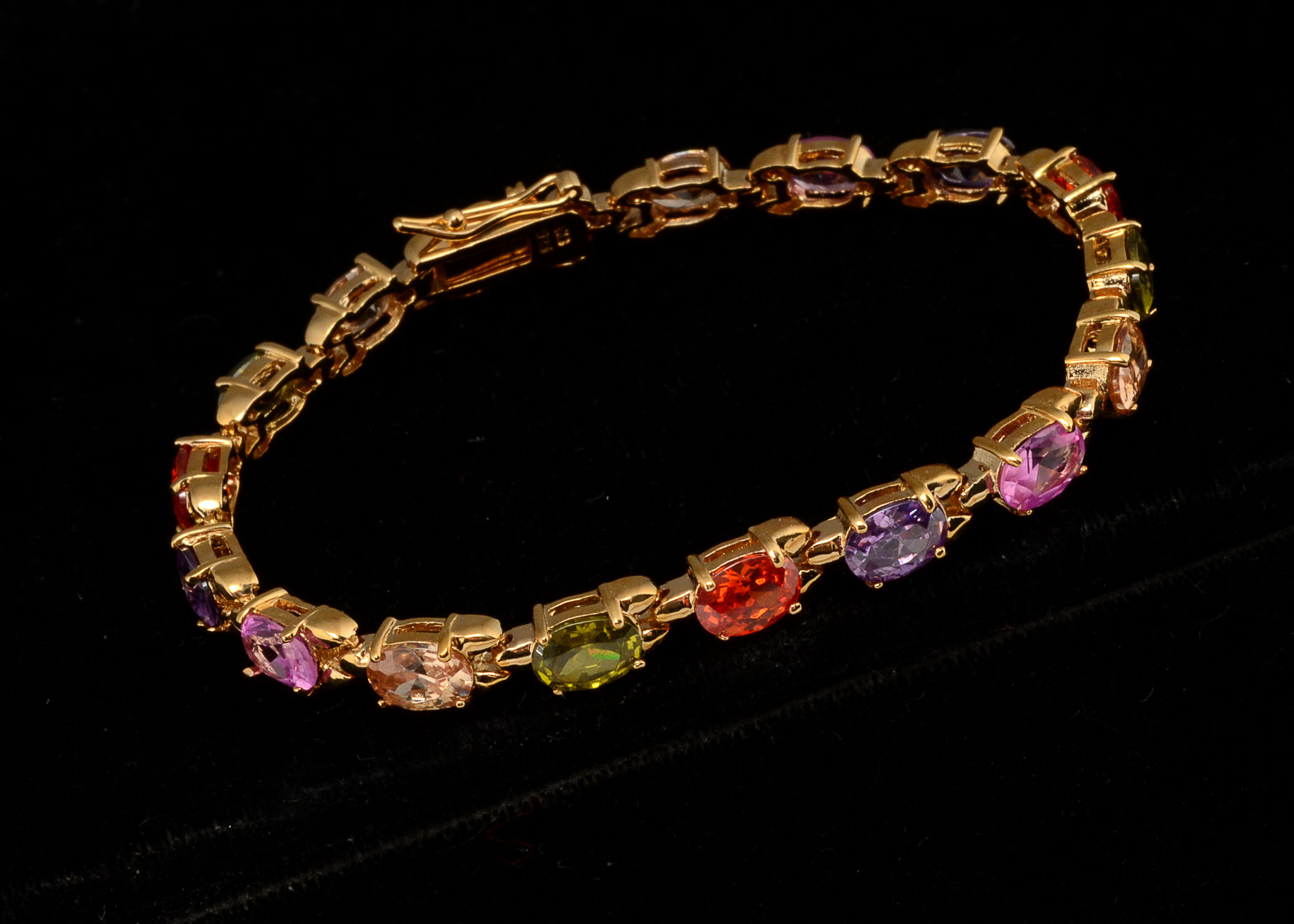 Sterling Silver Bracelet and Earrings in Gold Tone