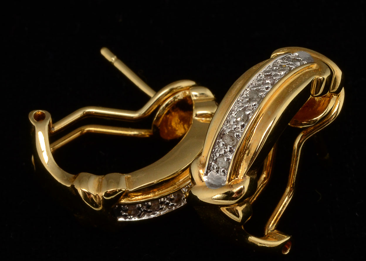 Sterling Silver Bracelet and Earrings in Gold Tone