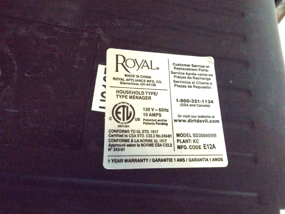 Royal Dirt Devil Canister Vacuum