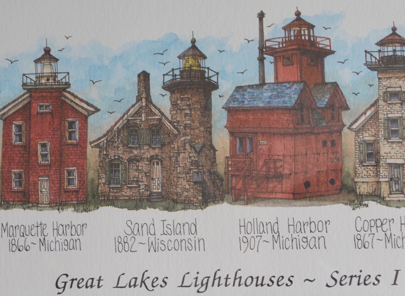 Bev Schrieber L/E "Great Lakes Lighthouses" Offset Lithograph