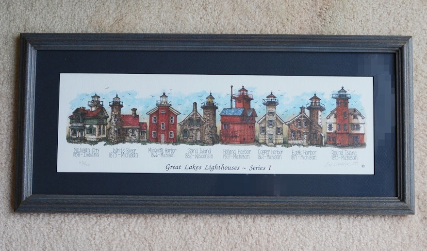 Bev Schrieber L/E "Great Lakes Lighthouses" Offset Lithograph