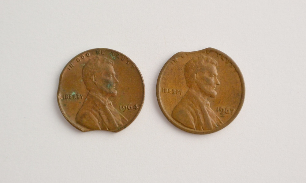 Clipped Planchet Lincoln Cent Coins from 1964 and 1967
