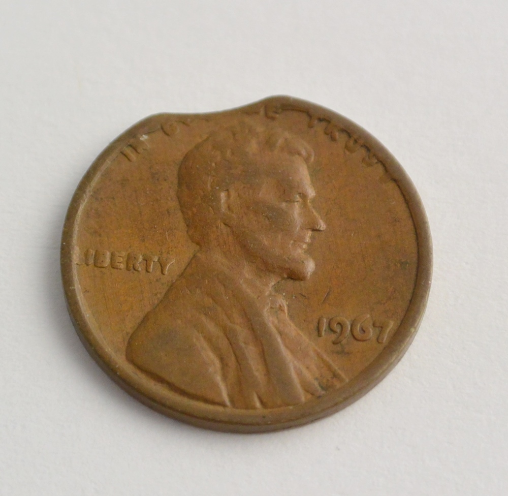 Clipped Planchet Lincoln Cent Coins from 1964 and 1967