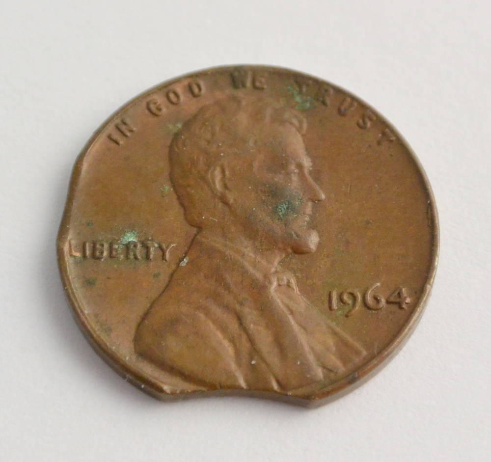 Clipped Planchet Lincoln Cent Coins from 1964 and 1967