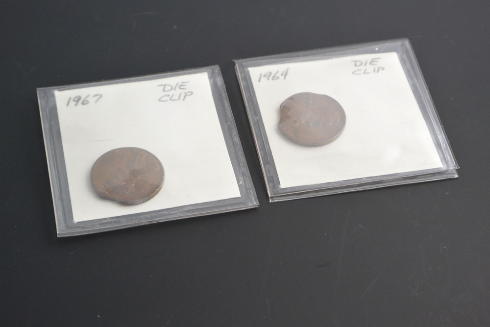 Clipped Planchet Lincoln Cent Coins from 1964 and 1967