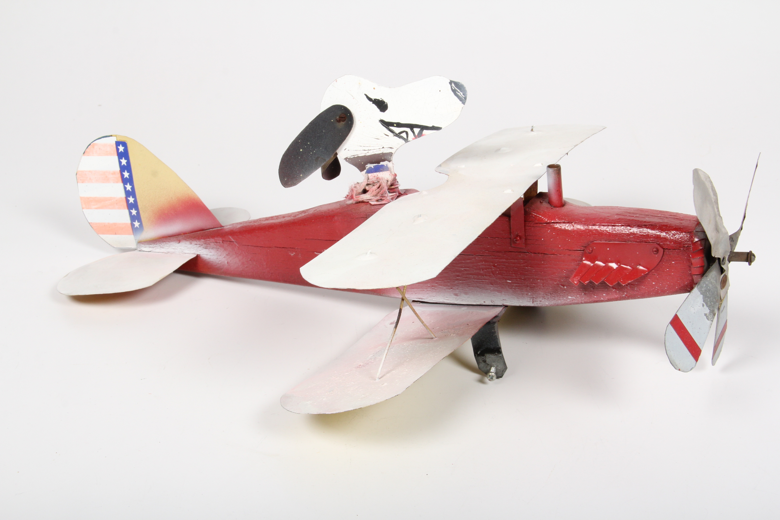 Snoopy in Bi-Plane Whirligig Folk Art