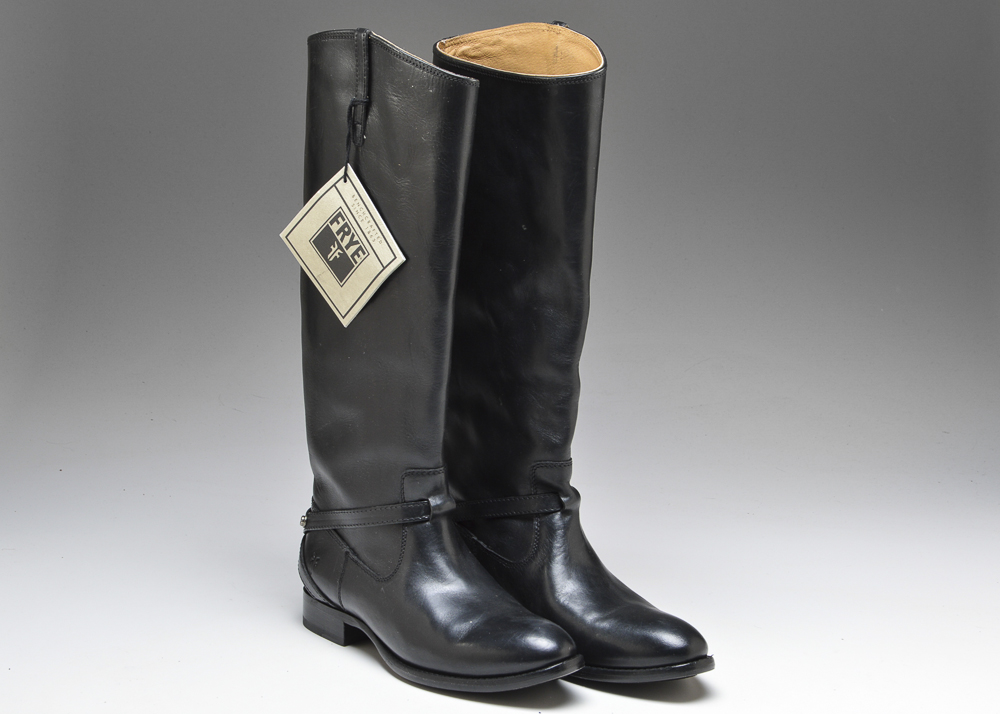 Frye Lindsay Plate Boots in Black Leather