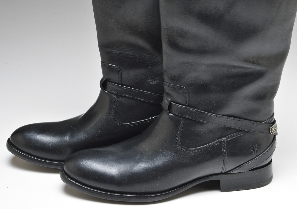 Frye Lindsay Plate Boots in Black Leather