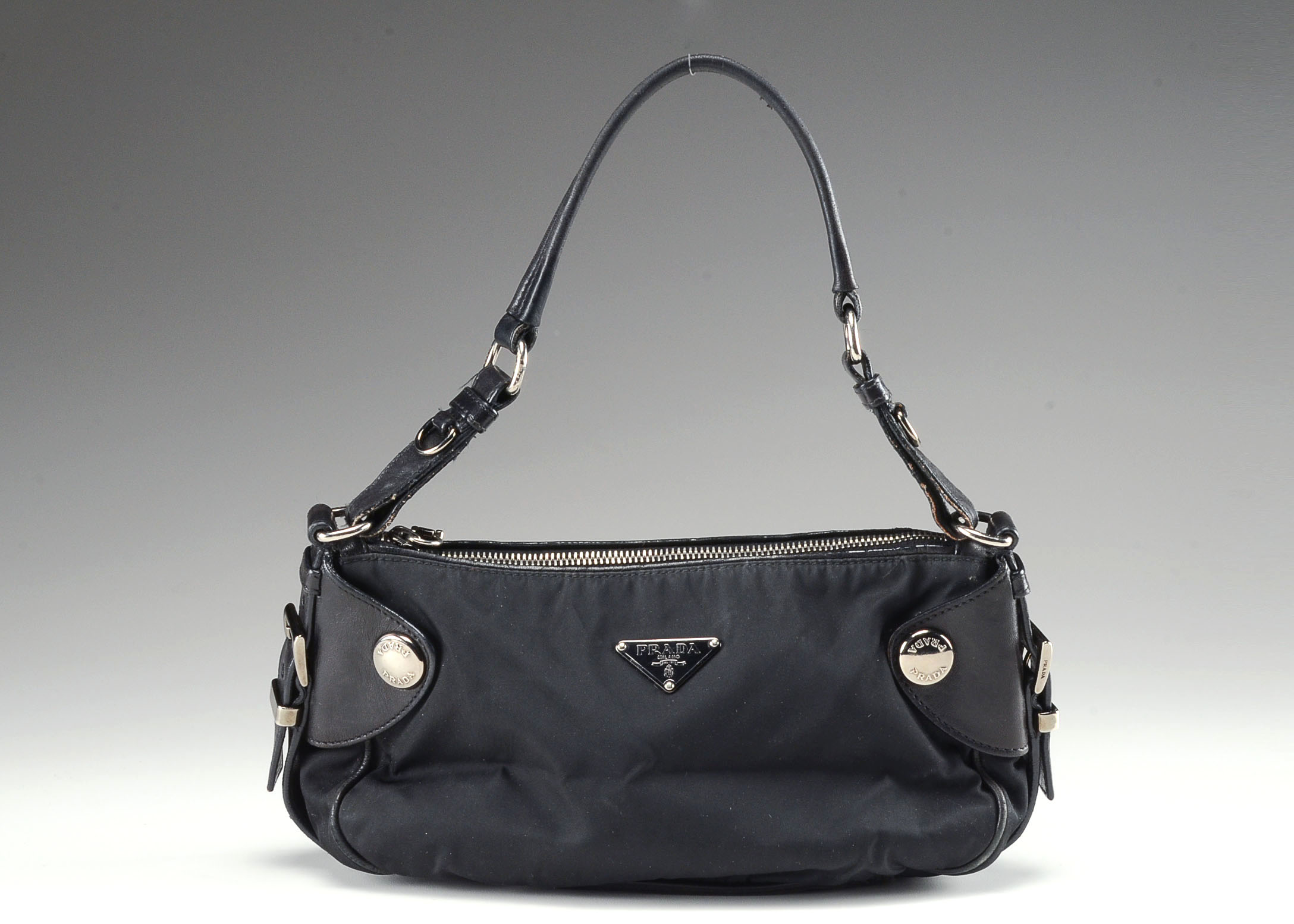Black Nylon Prada Baguette Bag