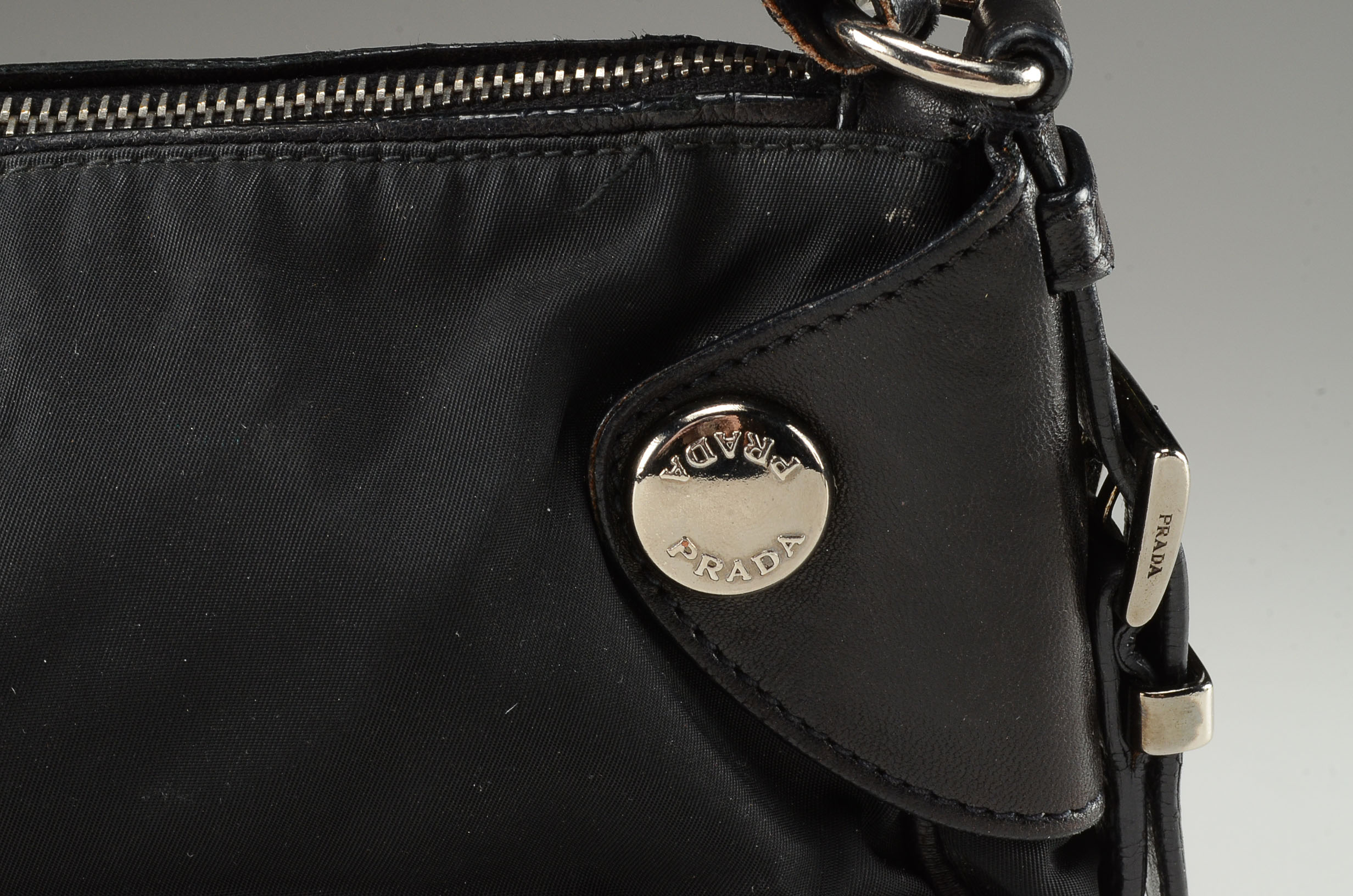 Black Nylon Prada Baguette Bag