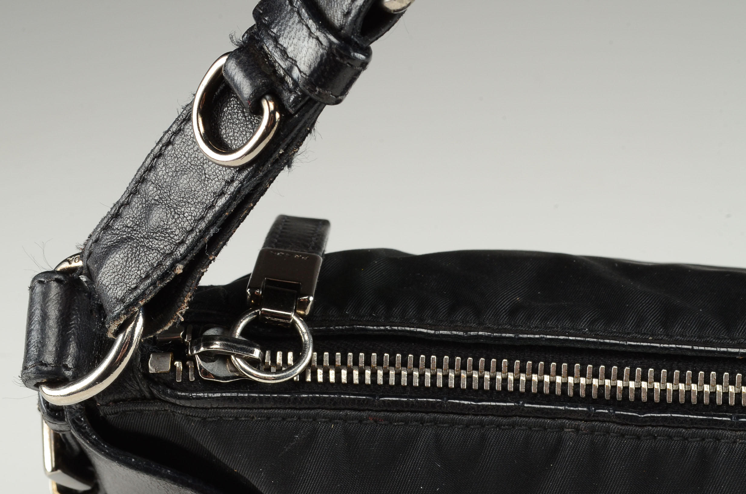 Black Nylon Prada Baguette Bag