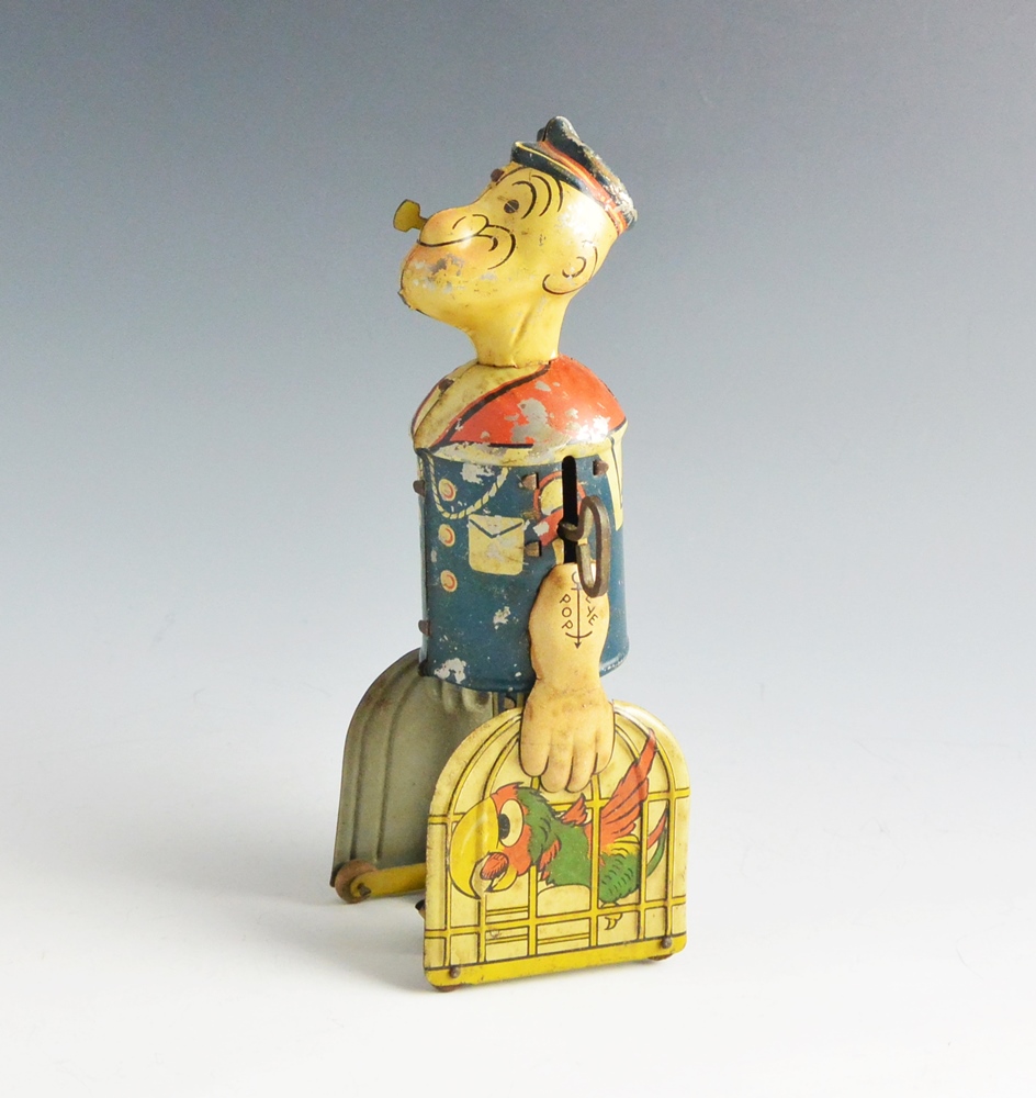 1930s Vintage Popeye with Parrots Windup Tin Toy