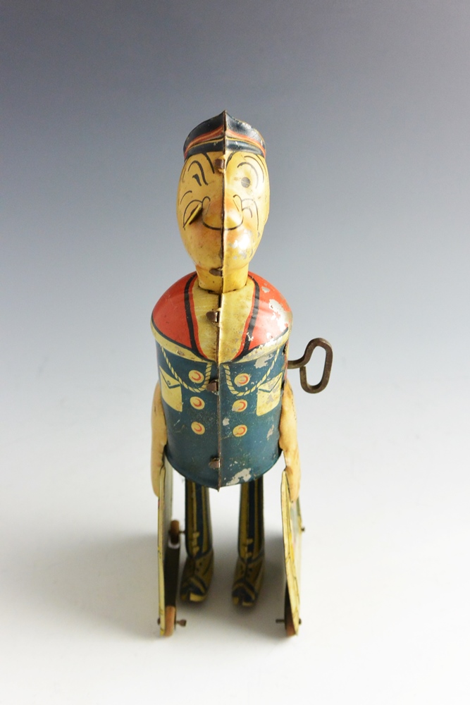 1930s Vintage Popeye with Parrots Windup Tin Toy