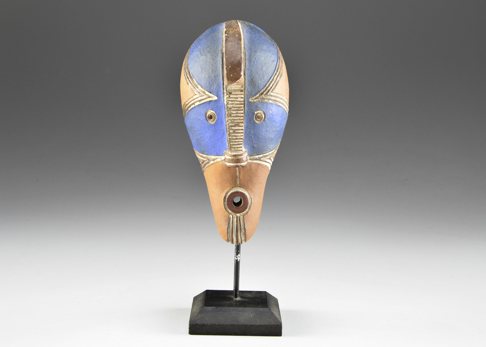 Small Replica Tribal Pottery Mask on a Stand