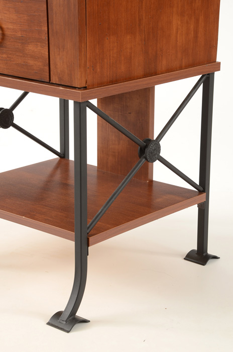 Cherry and Wrought Iron End Table