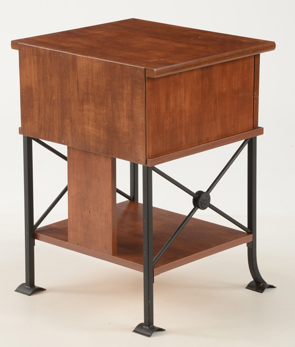 Cherry and Wrought Iron End Table