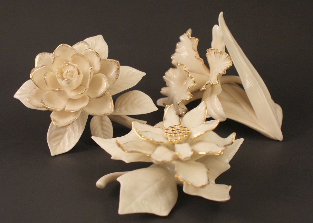 Three Lenox Bone China Flowers