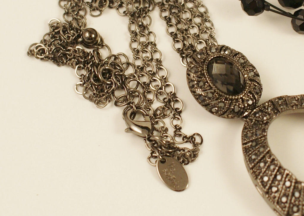 Nine-Piece Group of Black Rhinestone Jewelry