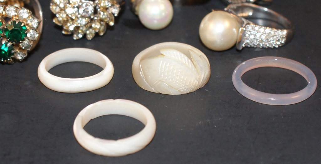 Mother of Pearl and Costume Rings Group