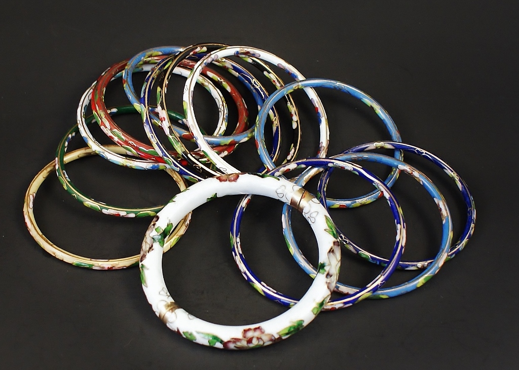 Group of Fourteen Cloisonne Bangle Bracelets