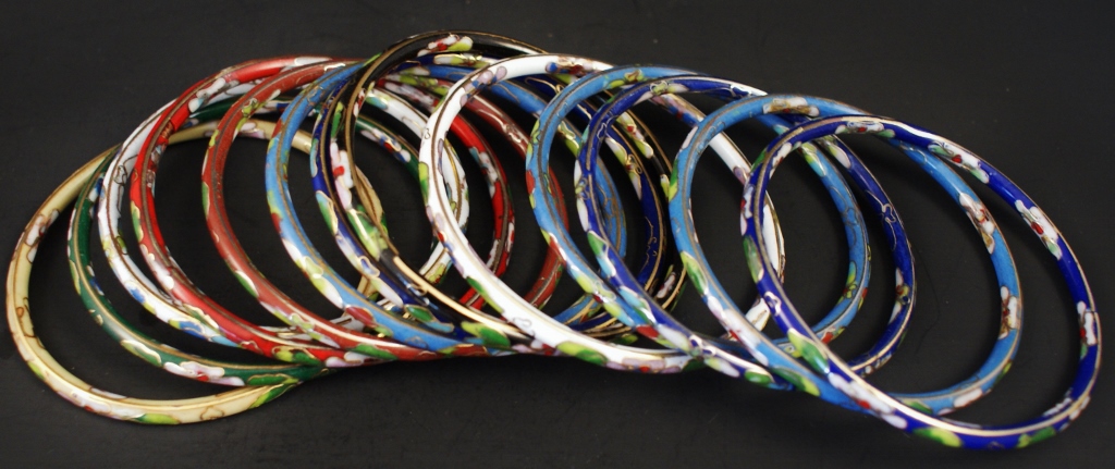 Group of Fourteen Cloisonne Bangle Bracelets
