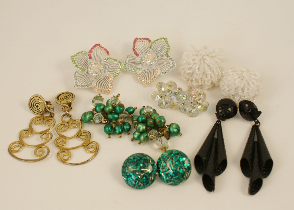 Seven Pairs of Vintage Earrings
