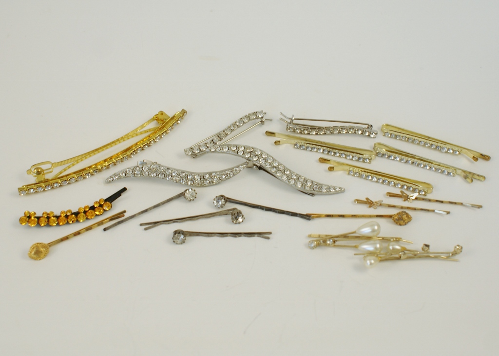 Twenty Vintage and Newer Rhinestone Bobby Pins