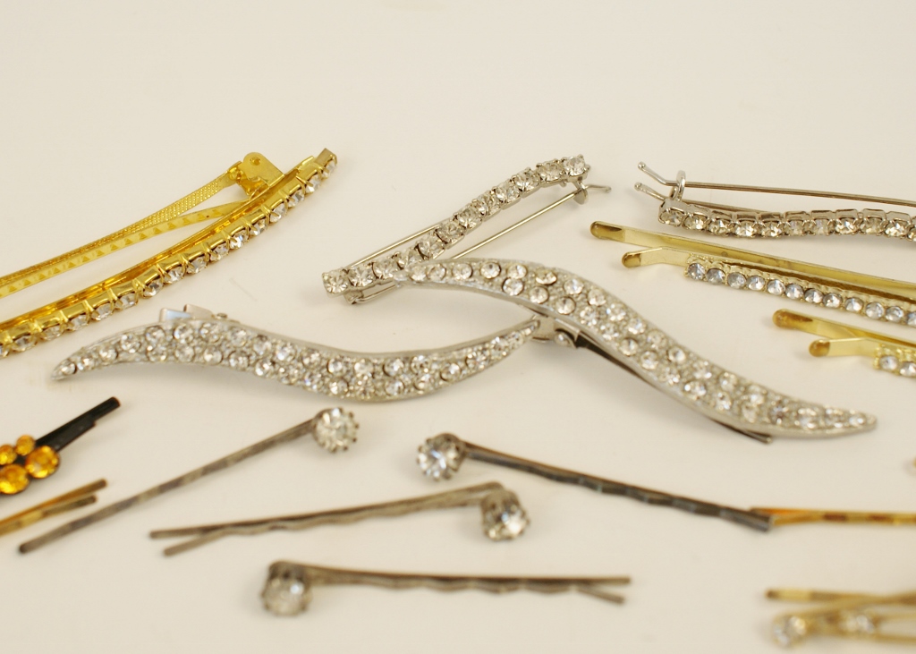 Twenty Vintage and Newer Rhinestone Bobby Pins