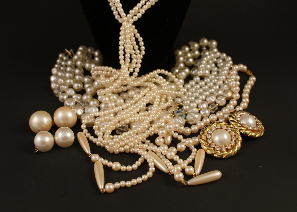 Large Lot of Faux Pearl Jewelry