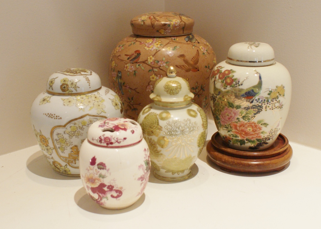 Five Japanese Urns Including Imari