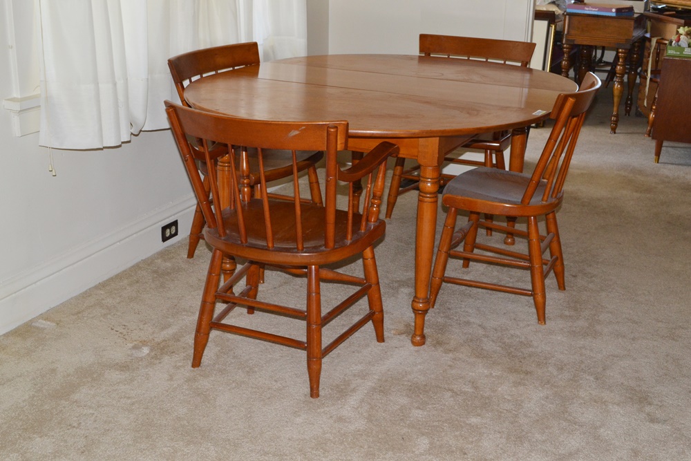 1950s "Lancaster County" Maple Table and Chairs Willett Furniture