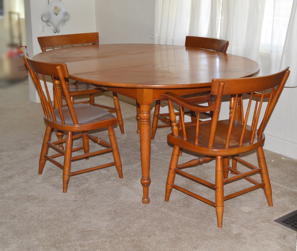 1950s "Lancaster County" Maple Table and Chairs Willett Furniture