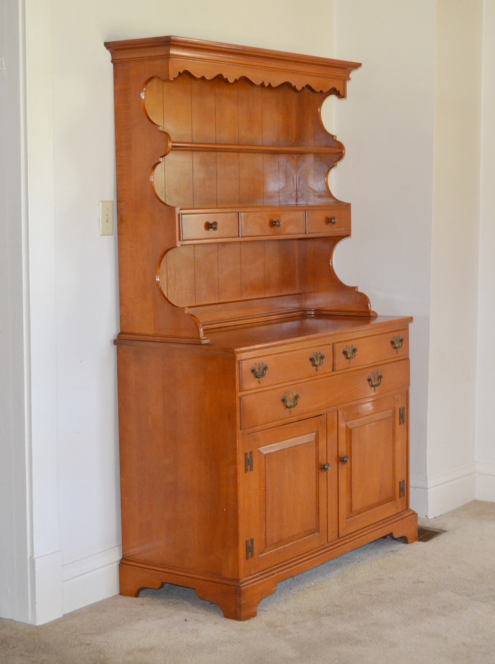 1950s "Lancaster County" Maple China Hutch by Willett Furniture