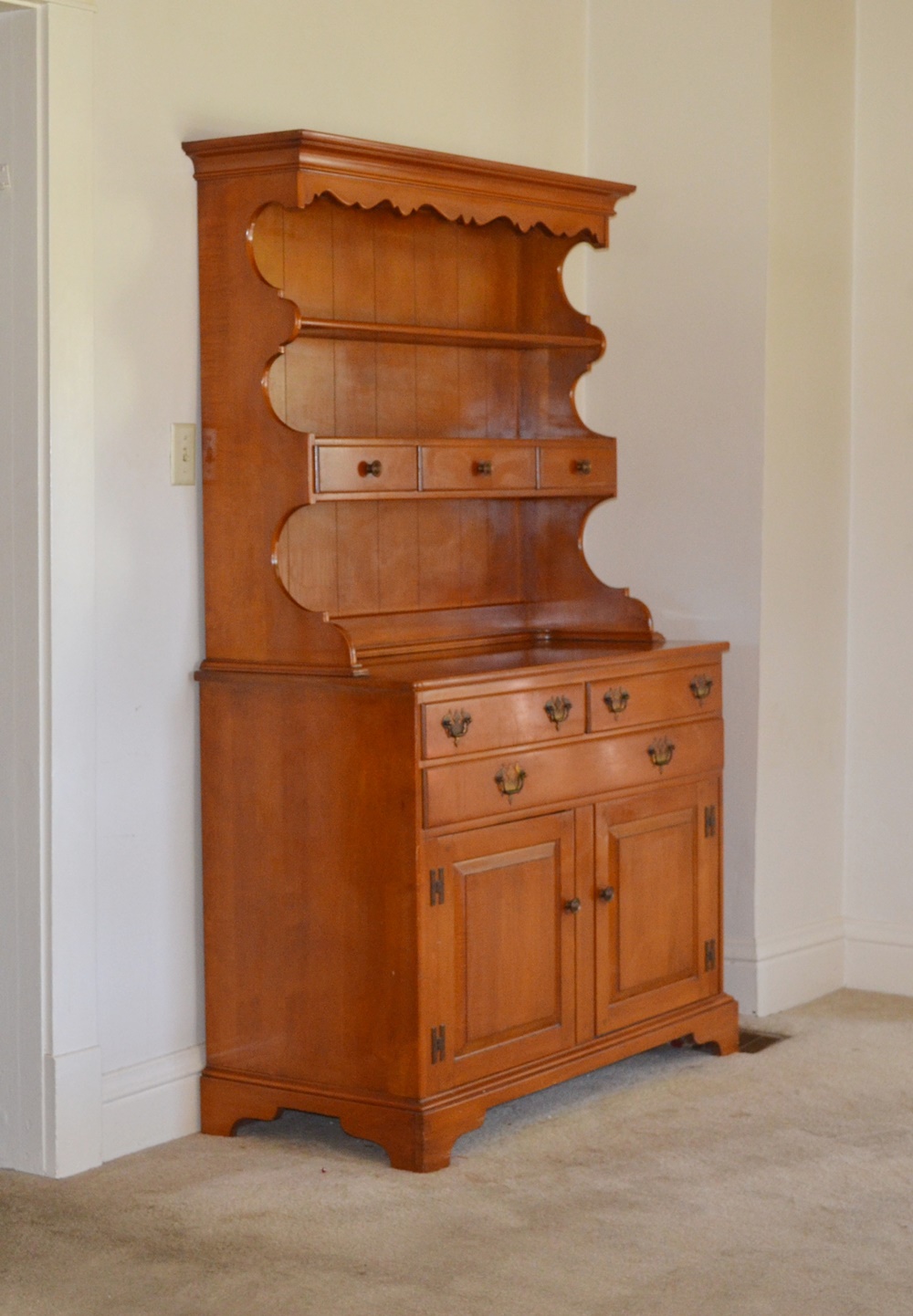 1950s "Lancaster County" Maple China Hutch by Willett Furniture