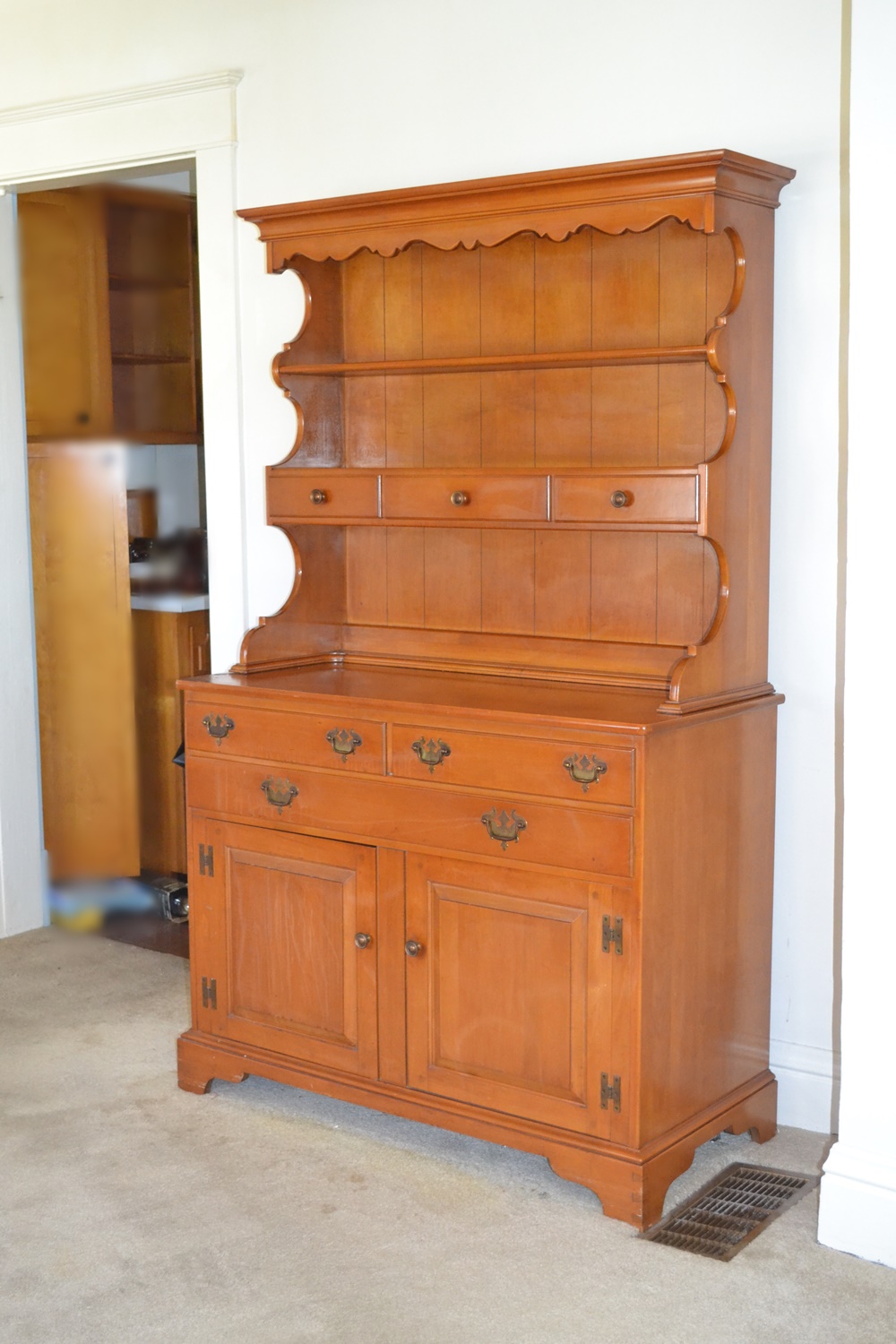 1950s "Lancaster County" Maple China Hutch by Willett Furniture
