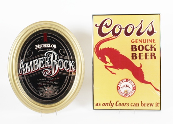 Amber Bock, Coors Bock Beer Signs, Glasses and Stein