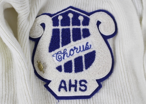 1968 Amelia High School Varsity Sweater, Pins amd Skirt