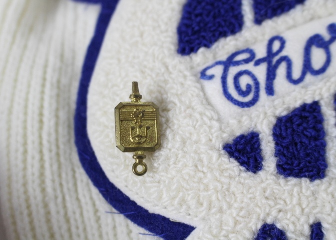 1968 Amelia High School Varsity Sweater, Pins amd Skirt