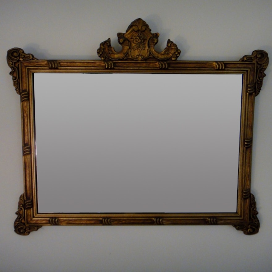 Vintage Gold Gilt Rectangle Wall Mirror