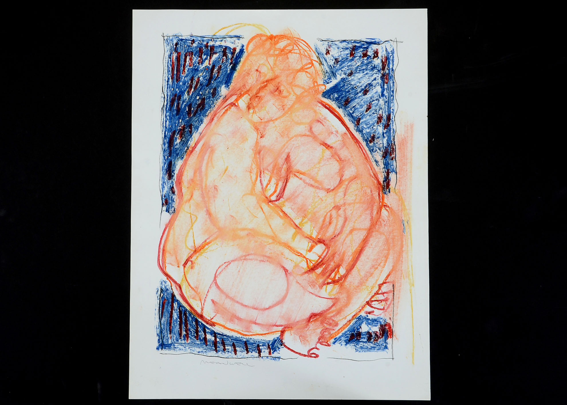 Original Jack Meanwell Nude Figure Drawing Portrait