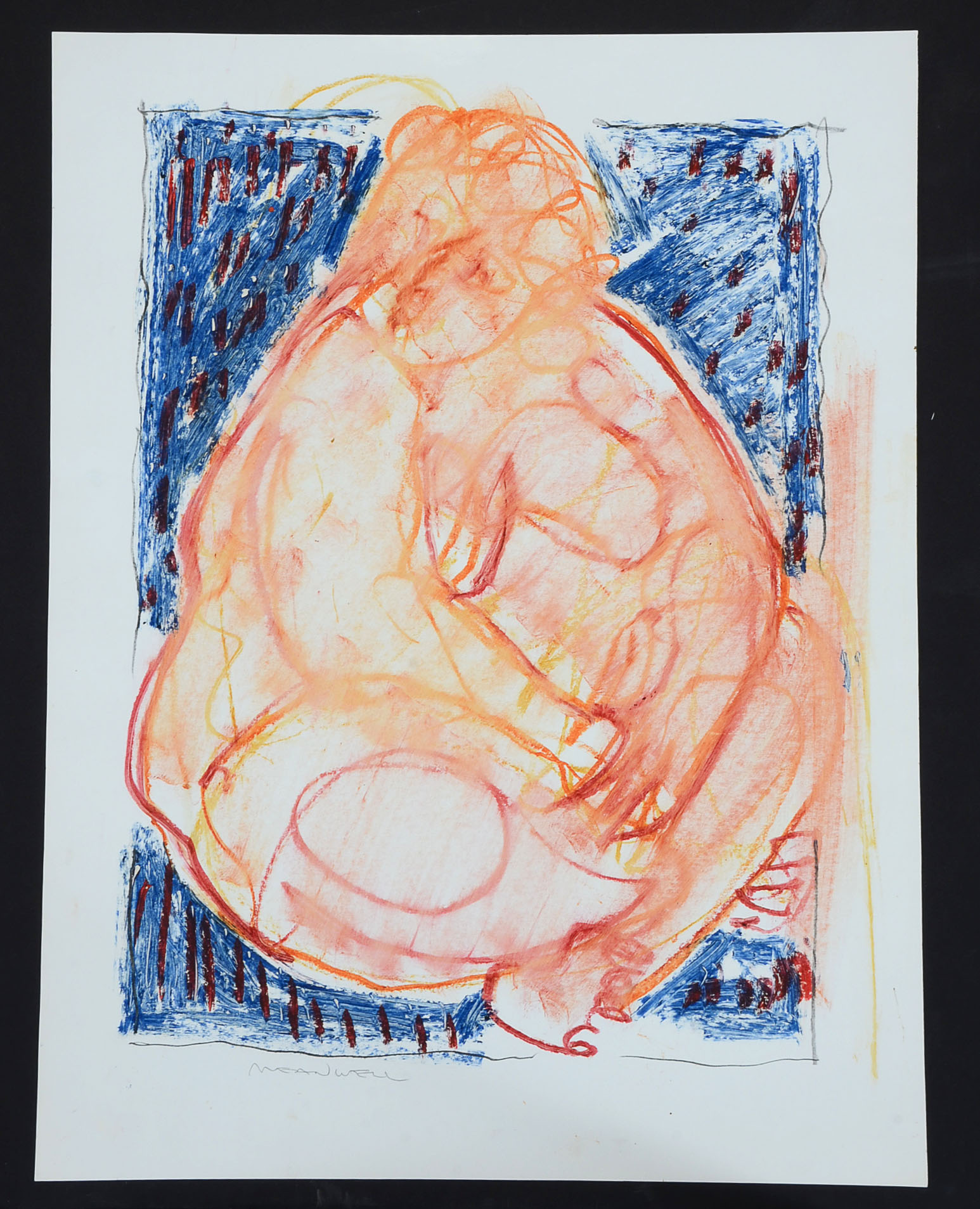 Original Jack Meanwell Nude Figure Drawing Portrait