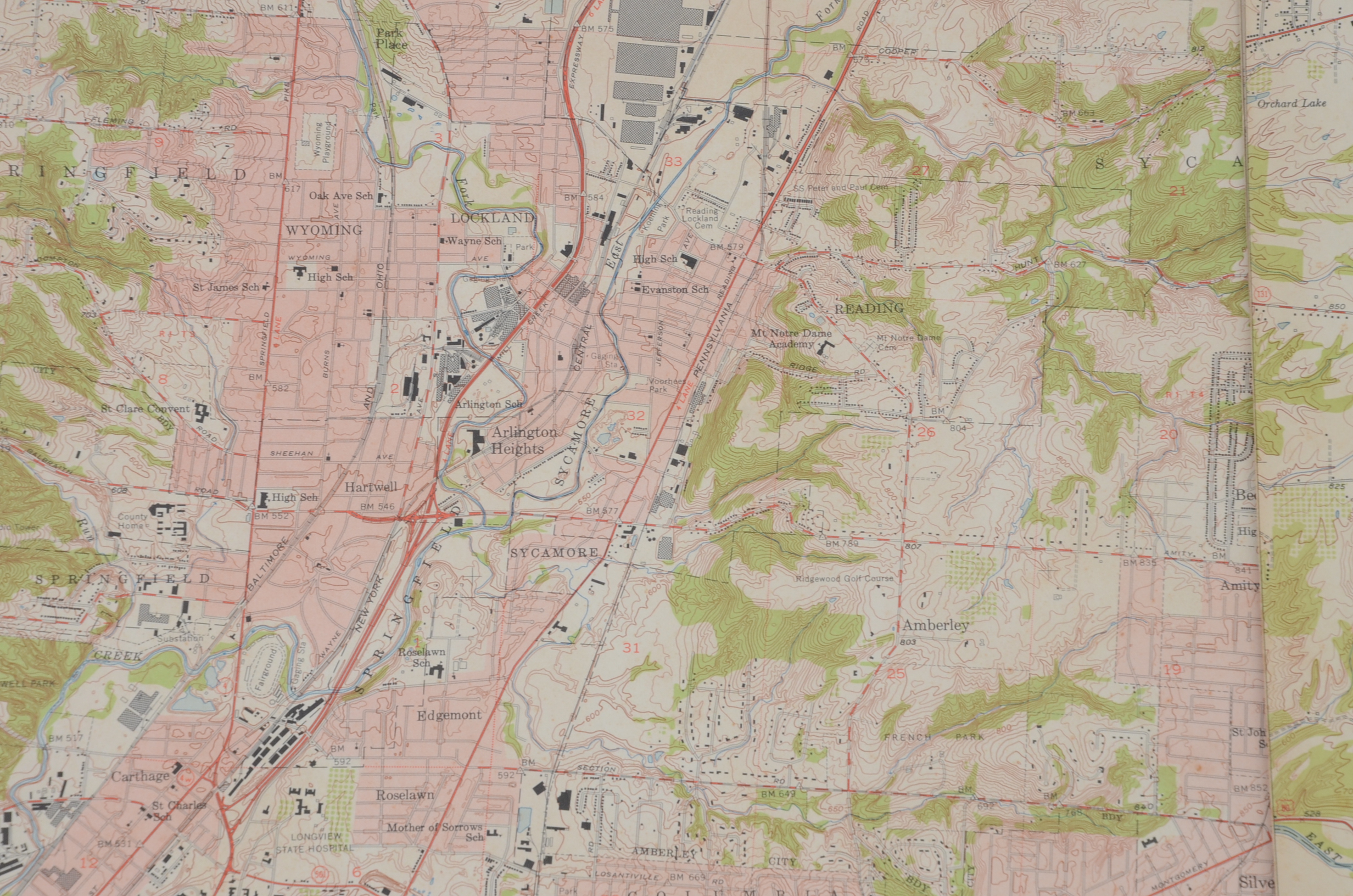 Fifteen Topography Maps of Cincinnati Area