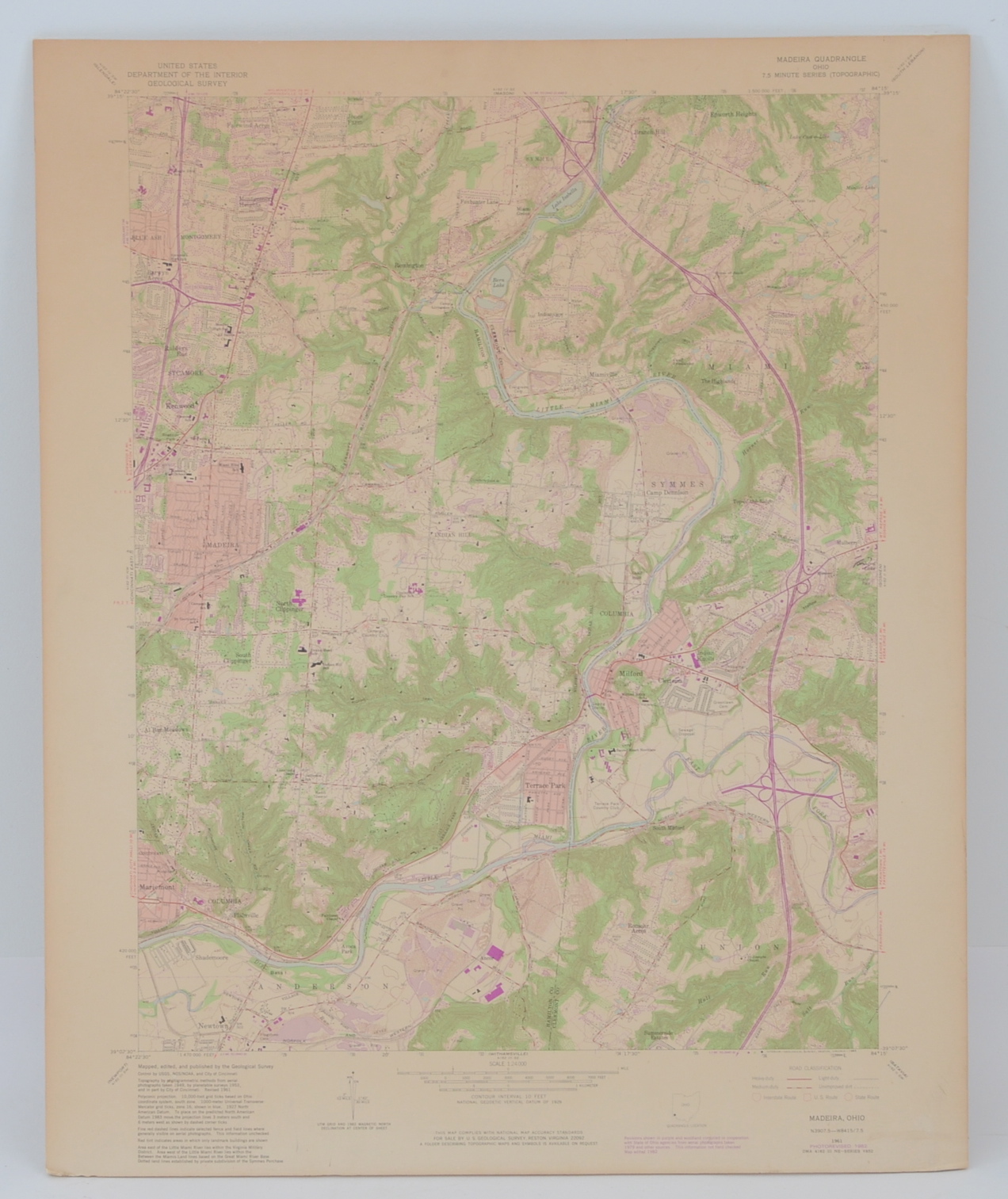 Fifteen Topography Maps of Cincinnati Area