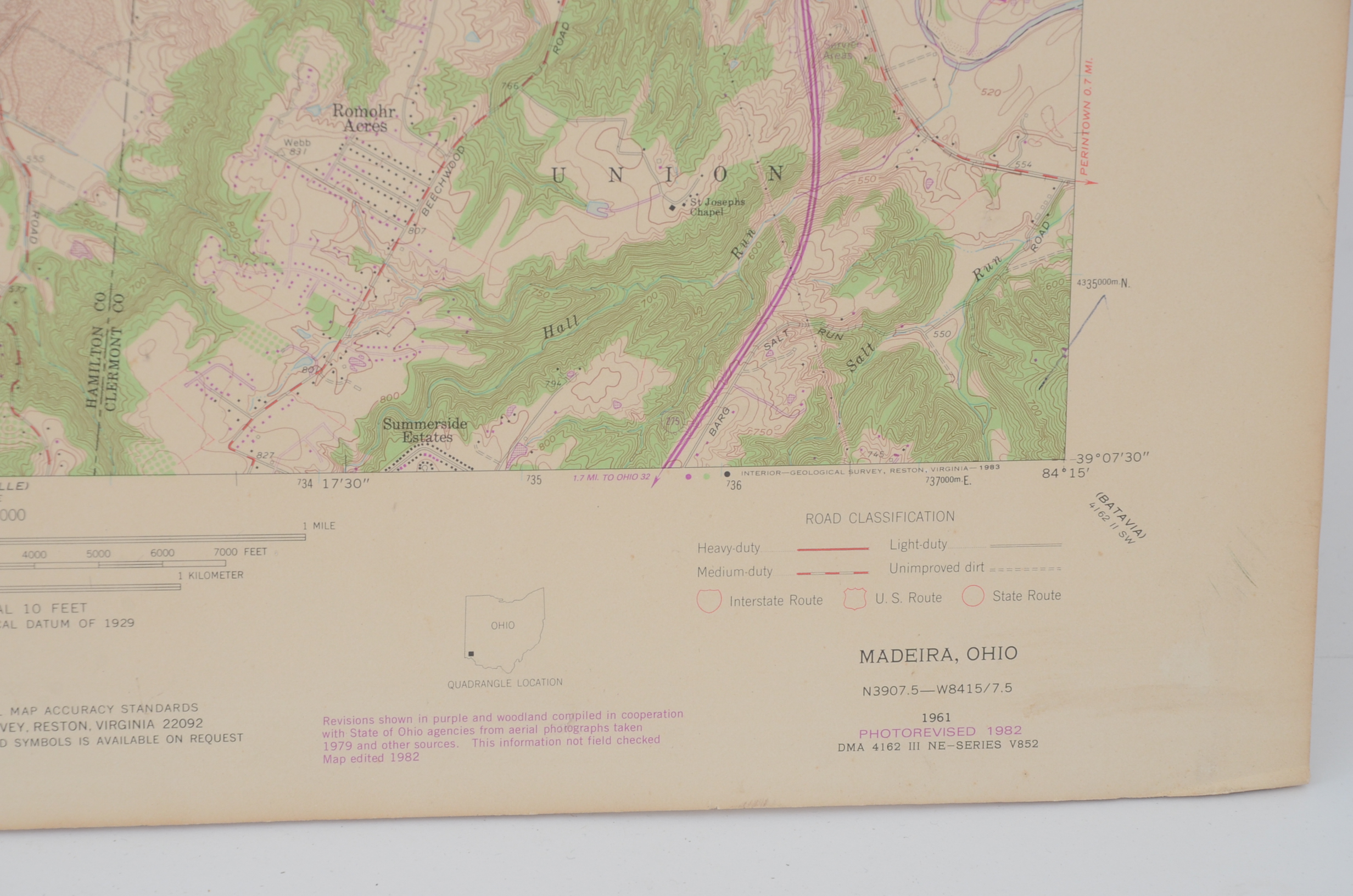 Fifteen Topography Maps of Cincinnati Area