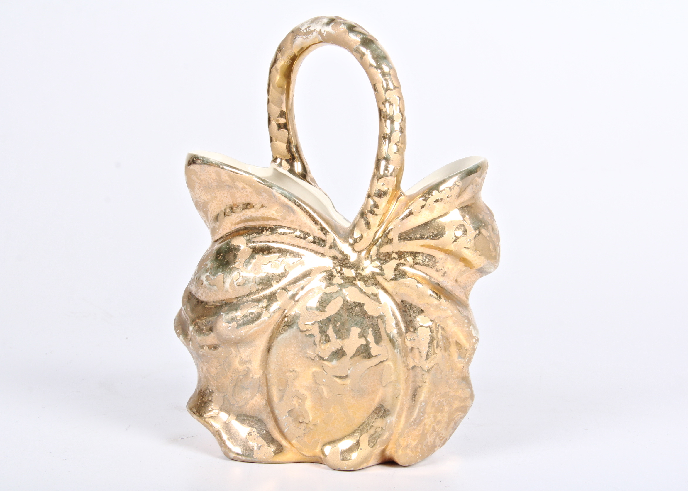 Vintage Gold Glazed Ceramic Basket
