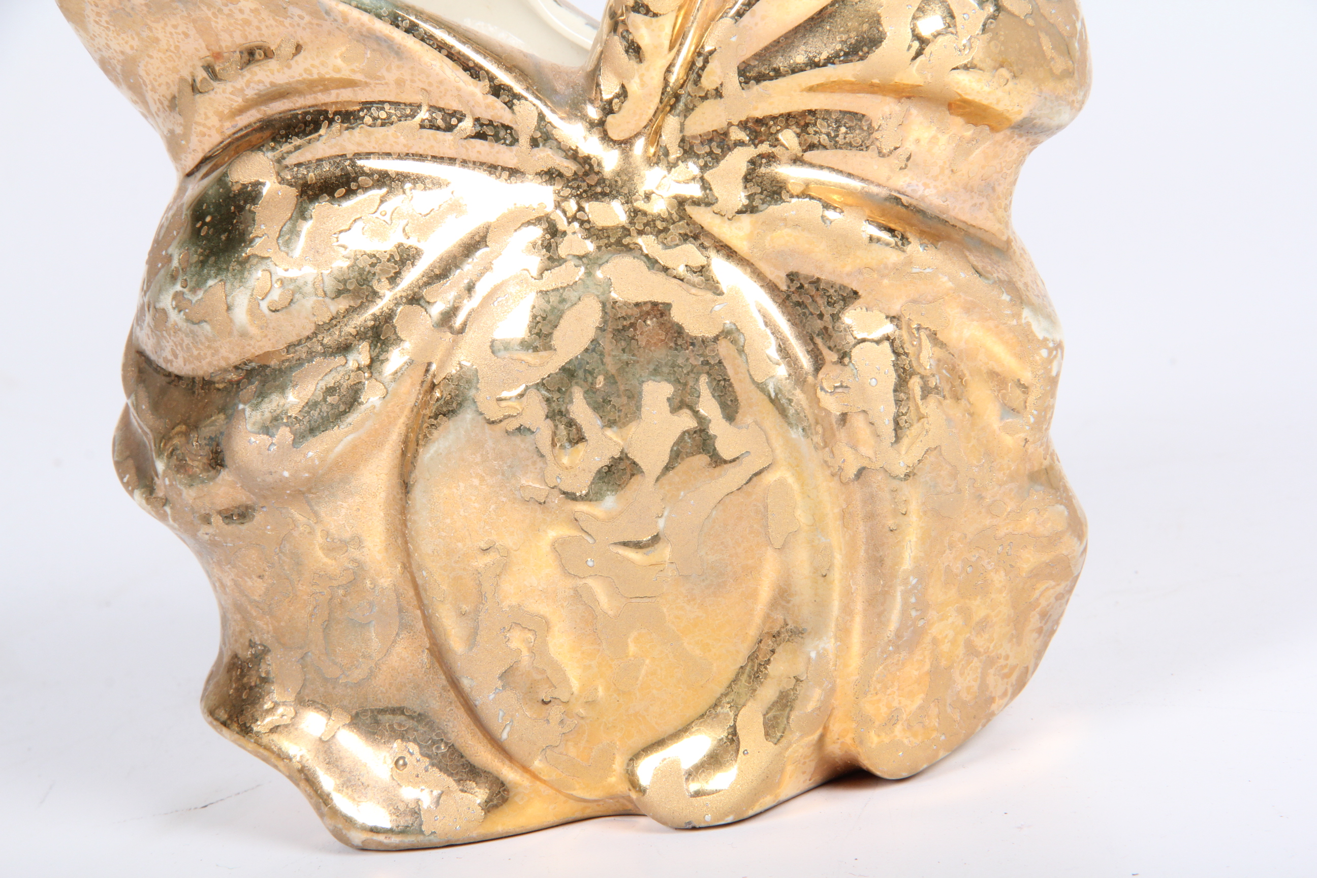 Vintage Gold Glazed Ceramic Basket