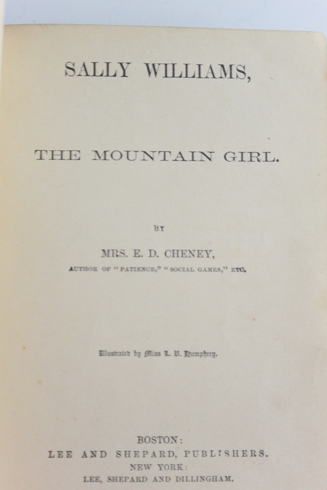 1st Edition 1872 E.D. Cheney  "Sally Williams The Mountain Girl"
